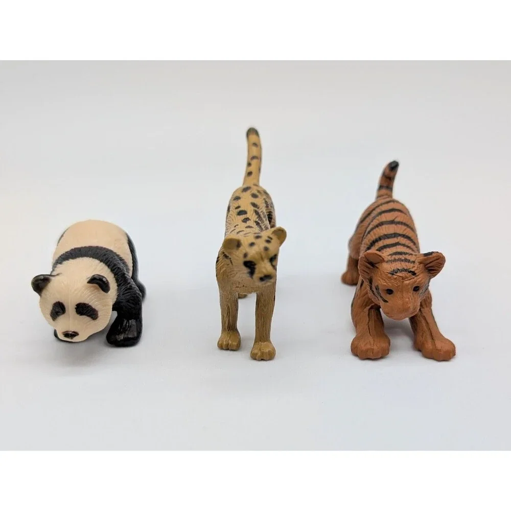 Set Of 3 K&M PVC Toy Animals Cheetah Tiger Giant Panda